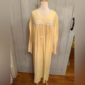 Talbots Intimates Knit Yellow‎ Nightgown Long Sleeves Cottage Core Sz-XL NWT